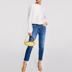 PAIGE Brigitte Mid Rise Ankle Crop Boyfriend Jeans in Enchant Women’s  Sz 27